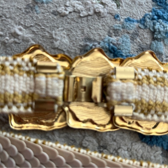 Vintage Gold and cream fish scales Textured elastic stretch Belt main image 4